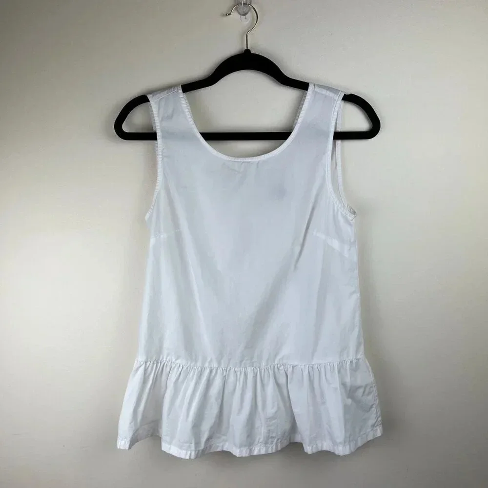 J Crew Bow-Back Peplum Tank Top White XXS Preppy Coquette Professional Corporate